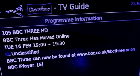 BBC3 EPG online